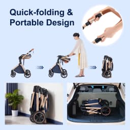 Baby Stroller 3 in 1 Portable Baby Carriage Folding Prams High Landscape Multifunction Pushchair Compact Folding Travel