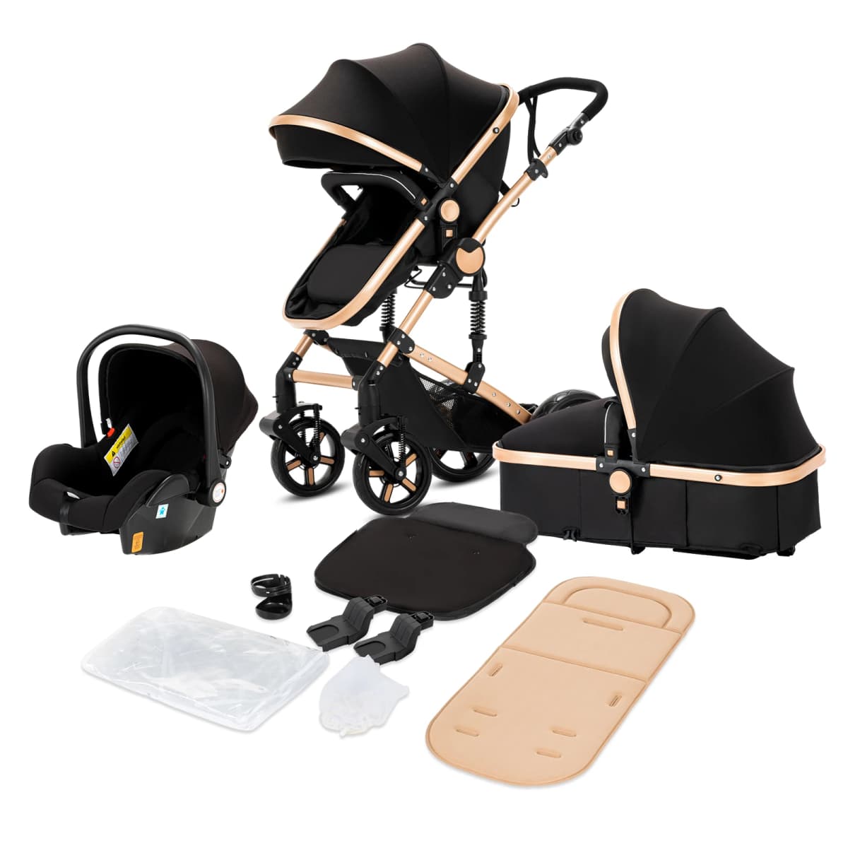 3 in 1 Stroller Baby Stroller Baby Car Multi Functional High Landscape Hand Push Lightweight Portable Foldable Travel Pram Fashion Popular Tide Baby Stroller Good Quality Newborn Carriage Four Wheel Trolley