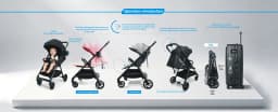 Ultra Lightweight Baby Stroller 4.6KG One Click Quick Folding Travel Buggy Carbon Steel Frame Shock Absorption Wheel Reclining Sitting Lying Flat Sleeping Carriage Portable Pushchair Pram with Cup Holder