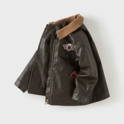 Dave Bella Leather Jacket Autumn Coffee Brown Children Boys Coats Spring Clothes Fashion Outerwear Gentle Casual Party DB3263095