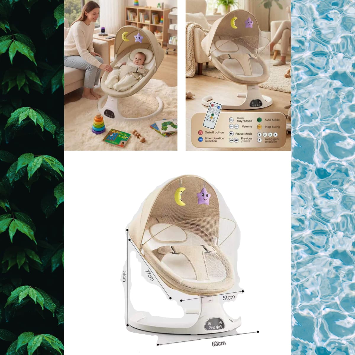 Baby Cradle Baby Bed Baby Cribs Good Quality Smart Multi Functional Newborn Rocking Sleeping Bed Infant Swing Bed Lightweight Portable Stable and Safety Parents Enjoy Play with Baby Good Choose Can Make the Hand Free