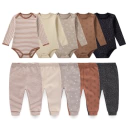 10-Piece Simple Baby Clothing Set Long Sleeve Unisex Newborn Bodysuits+Trousers 0-12 Months Infant Boy Girl Pants Outfits Cloth