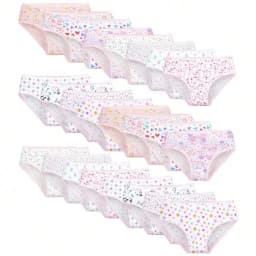 24 Pack Girls Unnderwear Cute Pink Hearts & Floral Design Cotton Underpants for Kids