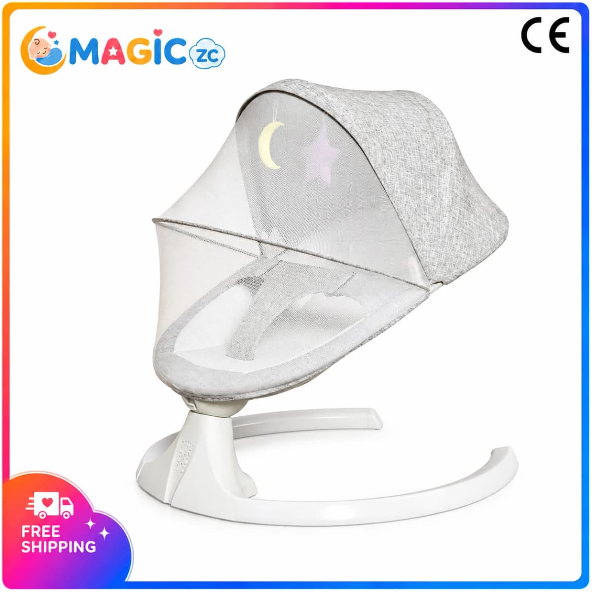 Newborn Electric Baby Rocker Swing 15KG Capacity Comfort Bouncer Chair with Gentle Automatic Motion 5 Speed Sway Adjustable Recline Bluetooth Music Remote Control Timer Safety Harness Portable Infant Sleeping Chair