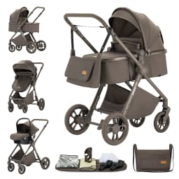 3 in 1 Convertible Outdoor Baby Carriage Fitted With Qualified Infant Safety Car Seat, Stable High-Strength Aluminum Bracket, Soft Air-Circulation Mesh Summer Pad, Simple Storage-Friendly Folding Structure And Full-Recline Backrest For Holiday Outdoor Act