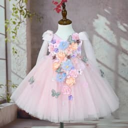 2026 Kids Handmade 3D Applique Tulle Sleeveless Dress New ChildrenGirl Party Banquet Clothes Girls Gown Princess Wedding Flower
