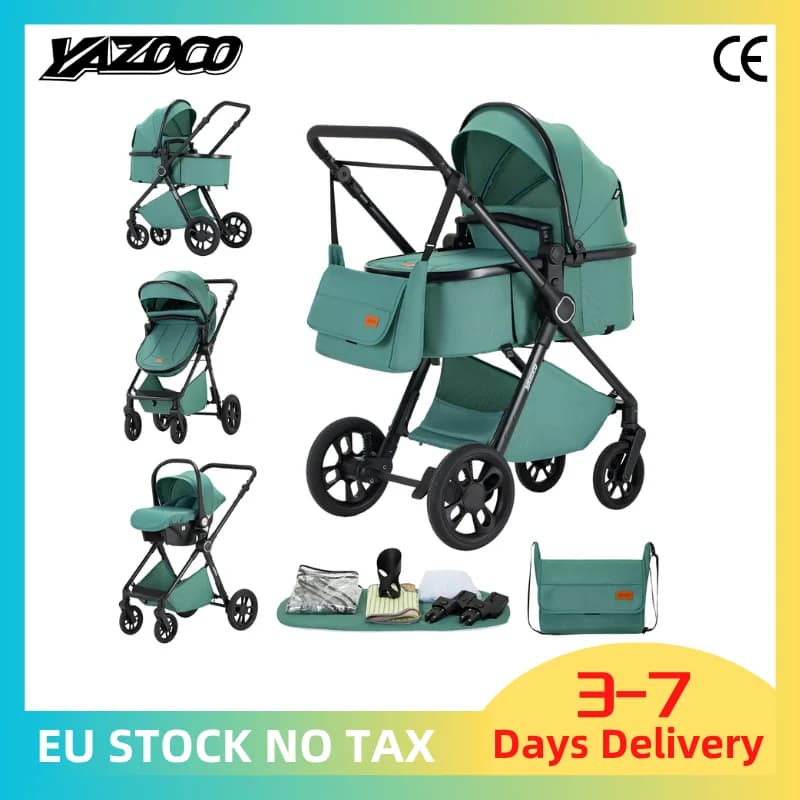 3‑in‑1 Newborn Travel System Stroller with Infant Car Seat, Elevated‑View Design, Lightweight Aerospace Aluminium Frame, Breathable Mesh Seat, One‑Hand Fold Space‑Saving Pram