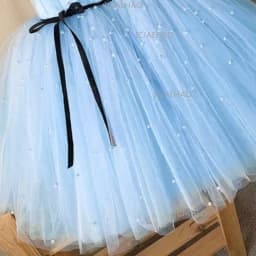 Kids Strapless Sleeveless Gown Princess Dress Stage Performance Pearl Bow Design Girls Formal Wedding Flower Girl Party Banquet