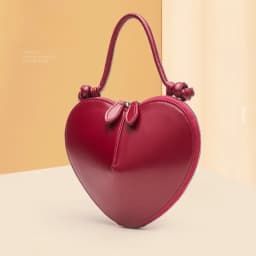 Heart Shaped Mini Top Handle Bag For Women Knotted Handle Zipper Closure Sweet Party Evening Crossbody Shoulder Purse