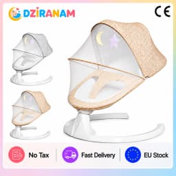 Electric Baby Swing 15KG Capacity Infant Rocker Baby Bouncer Chair with 5 Speed Automatic Sway Adjustable Recline Remote Control Bluetooth Music Timer Breathable Mosquito Net Safety Harness Stable Base Dual Power Portable Baby Swing