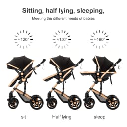 Foldable 3 in 1 Baby Travel System Stroller High Landscape Reversible Bassinet Pram Infant Car Seat Combination Multi-Function Lightweight Pushchair All-Terrain EVA Wheels Shock Absorber One-Foot Brake Newborn Baby Carriage Set