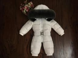 Russian Winter Boys Girls 1-5Y Winter Overalls Baby Rompers Duck Down Jumpsuit Real Fur Collar Children Outerwear Kids Snowsuit