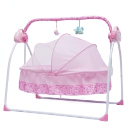 Electric Baby Crib 0-18 Months Baby Bed Automatic Cradle Swing Pink