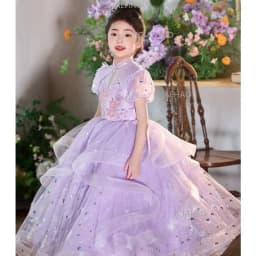 New Children Sweet Cute Purple Flower Girl Wedding Evening Kids Tutu Performance Host Piano Gown Girls Formal Elegant Costume