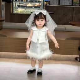 Baby Girls White Korean Style Children Catch Week Gown New Wedding Flower Girl Birthday Party Banquet Elegant Princess Dress