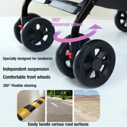 2 in 1 Travel Baby Stroller Lightweight Foldable Pram Pushchair Portable Buggy for Infant Toddler with Compact Folding Design Sit Lie Mode Adjustable Canopy Five Point Harness Suspension Wheels Large Basket Holiday Outdoor Travel