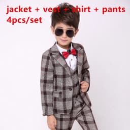 School uniform Dress for boys Formal Tuxedo Suits for Weddings Blazer Vest Pants Kids Gentleman Party Child Clothing Sets B043