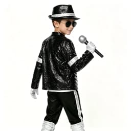 70s 80s Boys Glitter Sequined Party Costume Complete Accessories Retro Singer Outfit Halloween Birthday Role Play Clothes