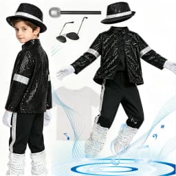 70s 80s Boys Glitter Sequined Party Costume Complete Accessories Retro Singer Outfit Halloween Birthday Role Play Clothes