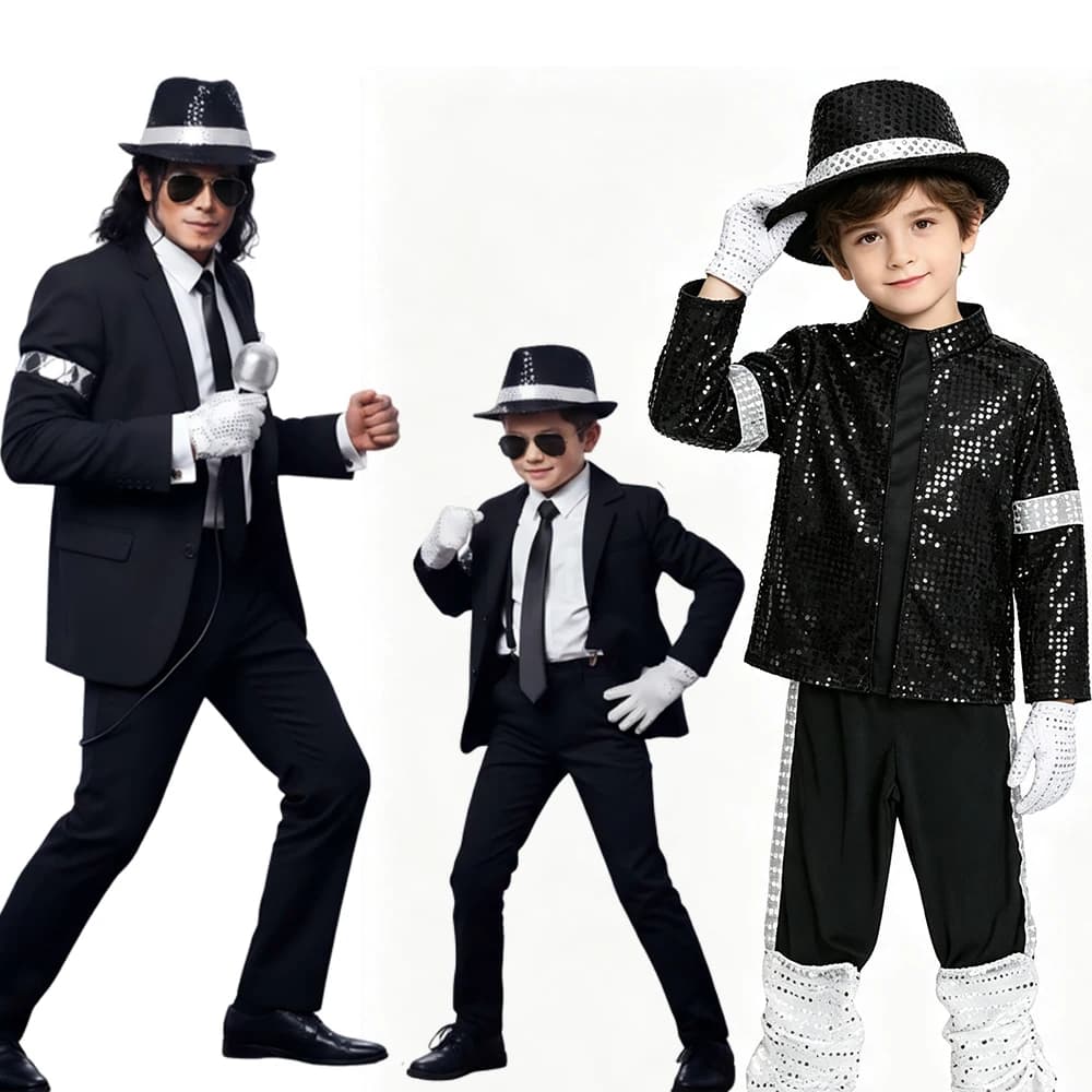 70s 80s Boys Glitter Sequined Party Costume Complete Accessories Retro Singer Outfit Halloween Birthday Role Play Clothes