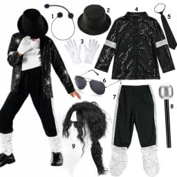 70s 80s Boys Glitter Sequined Party Costume Complete Accessories Retro Singer Outfit Halloween Birthday Role Play Clothes