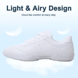 BAXINIER Cheer Shoes Women White Cheerleading Shoes Soft Bottom Competitive Aerobics Training Shoes Breathable Lightweight Dance Sneakers Girls