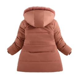 ZOETOPKID New Girls Jacket Winter Long Style Solid Color Waist Plus Velvet Warm Hooded Coat for Kids Teenager Girl Down Parka