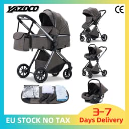 3‑in‑1 Luxurious Elevated‑View Baby Stroller, Portable One‑Hand Folding Travel Pram, Aluminum Frame, Breathable Mesh Seat, UV‑Protection Canopy, Multi‑Position Reclining for Newborns