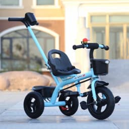 Large Kids Tricycle with Push Handle Pedal Stroller for 2 to 6 Year Old Children Safe Baby Toddler Foot Pedal Three Wheel Bike K