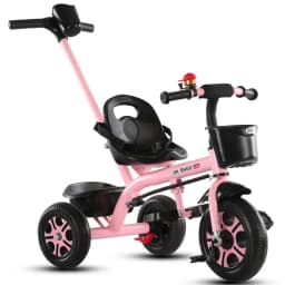 Large Kids Tricycle with Push Handle Pedal Stroller for 2 to 6 Year Old Children Safe Baby Toddler Foot Pedal Three Wheel Bike K