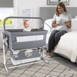 Baby Bed Baby Cradle Baby Cribs Multi Functional with Mosquito Net Stable Safety Newborn Bed Send Gifts Memory Cotton Mattress Storage Bag Parents Enjoy Play with Baby Home Sleeping Bed Fashion and Good Quality