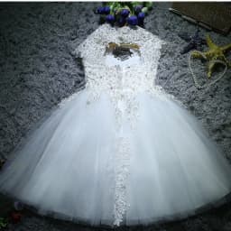 Sequin Lace Girl Summer Dress Flower Girl Wedding Dresses White Tulle Girl Party Princess Birthday Dress First Communion Gown