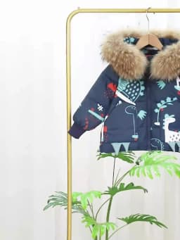 Winter Cartoon Dinosaur Children Clothes Set Real Fur Down Jacket For Girls Baby Boy Jumpsuit Kids Overalls Boys Outerwear Coat
