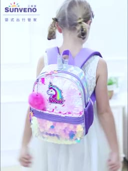 Sunveno Children's Backpack for Girls Pre-School Bag for Kindergarten Elementary - Reversible Sequin,Unicorn ,Lightweight Gift