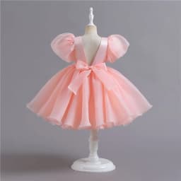 Fashion Girls Princess Dresses Kids Tulle Puff Sleeve Wedding Party Gown Ball Baby Birthday Children Clothes Bridesmaids 345