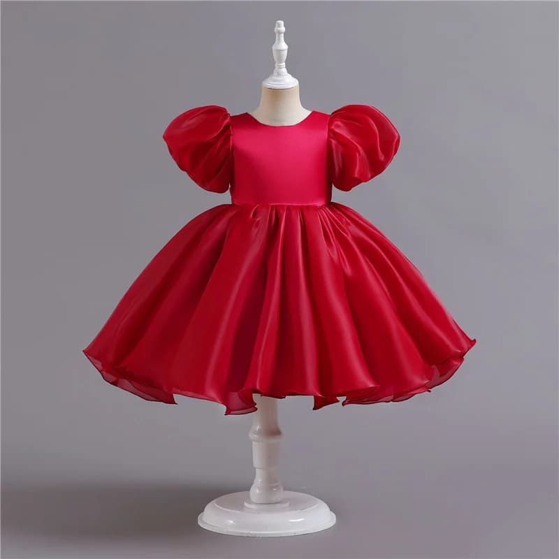 Fashion Girls Princess Dresses Kids Tulle Puff Sleeve Wedding Party Gown Ball Baby Birthday Children Clothes Bridesmaids 345