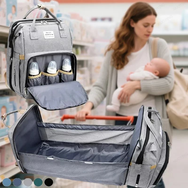 Mommy Diaper Bags Baby Bed Mother Large Capacity Nappy Milk Bottle Backpacks with Changing Mat Convenient Baby Nursing Bags