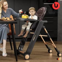 Foldable Baby High Chair Adjustable Toddler Feeding Seat Multifunctional Kids Dining Chair with Recline Footrest for Home Use