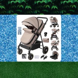 3-in-1 Baby Stroller Lightweight Portable Folding High Seat Travel Pram with Car Seat, Memory Foam Mattress & Storage Bag, Fashionable Strolling Cart