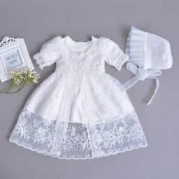 3Pcs Set Baby Girl Baptism Dress Infant Girl Christening Gown Embroidered Lace Newborn 1 Year Birthday Party Gown 0-24 Months