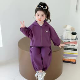 Girls Suit 2026 Autumn New Children's Clothing Korean Style Girl Baby Bright Color Hoodie Sports Two Piece Leisure Daily Sweet