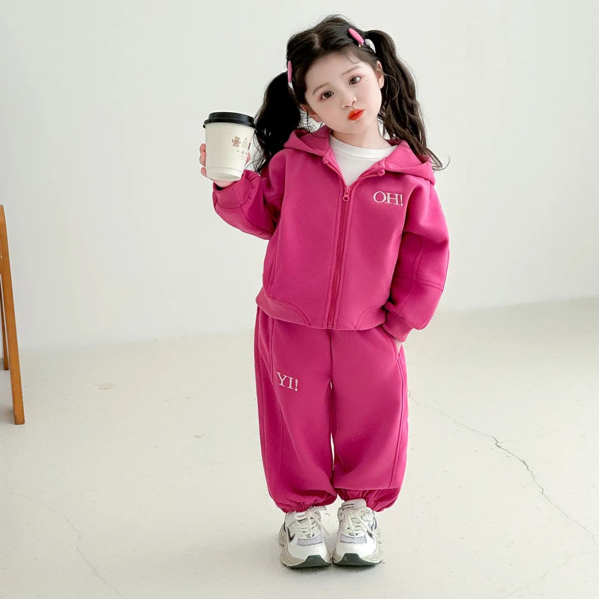 Girls Suit 2026 Autumn New Children's Clothing Korean Style Girl Baby Bright Color Hoodie Sports Two Piece Leisure Daily Sweet