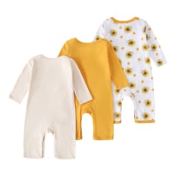 3-Pack Baby Boy Long-Sleeve 100% Cotton Rompers, Crew Neck Casual Infant Onesies, Space Print One-Piece Jumpsuits, Soft Breathable Everyday Wear for 0-18 Months, Newborn Hospital Essentials, Baby Clothes Clearance Sale