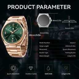 SAPPHERO Men's Quartz Watch Luxury Stainless Steel Strap 5ATM Waterproof Hardlex Crystal Elegant Business Dress Wristwatch Classic Fashion Casual Watch for Men Daily Wear Gift