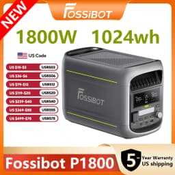 FOSSiBOT F1800 Portable Power Station 1800W (3600W Surge), 1024Wh Solar Generator with LiFePO4 Battery, 10ms Seamless UPS, Pure Sine Wave AC Outlets for Home Backup, Camping, RV, Emergency Emergency