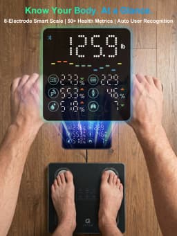 Arboleaf Smart Body Fat Scale 8-Electrode with Handle Screen Display, 50+ Body Metrics, 5.3' Color Screen, Digital Body Composition Scale, APP Sync, 400lb