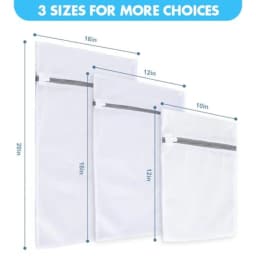 Mesh laundry bags for delicates: 3-pack in large/medium/small sizes, durable polyester mesh, gray color, gentle machine-wash pr