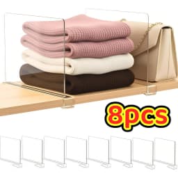 16/8pcs Partitions Are Used To Organize The Wardrobe. Transparent Wardrobe Partitions Are Suitable For Wooden Or Vertical Partitions. Partition For Storing Wardrobes - Used For Storing Wooden Partitions, Wallets, And Sweaters