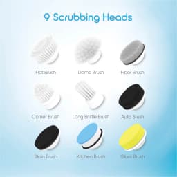 Electric Spin Scrubber Cordless Cleaner 9 Brush Heads Adjustable Handle 2 Speed USB-C Rechargeable IPX7 Waterproof for Bathroom
