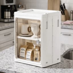 5‑Tier Slim Fold‑Up Storage Cabinet with Universal Rolling Wheels, Narrow Gap Transparent Door Plastic Organizer, Stackable Dust‑Proof Side Cabinet for Fridge Gap, Kitchen, Bathroom, Bedroom Snacks Toiletries Clothes Storage